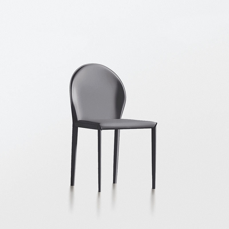Minimalist Half Oval Leather Metal Dining Chair
