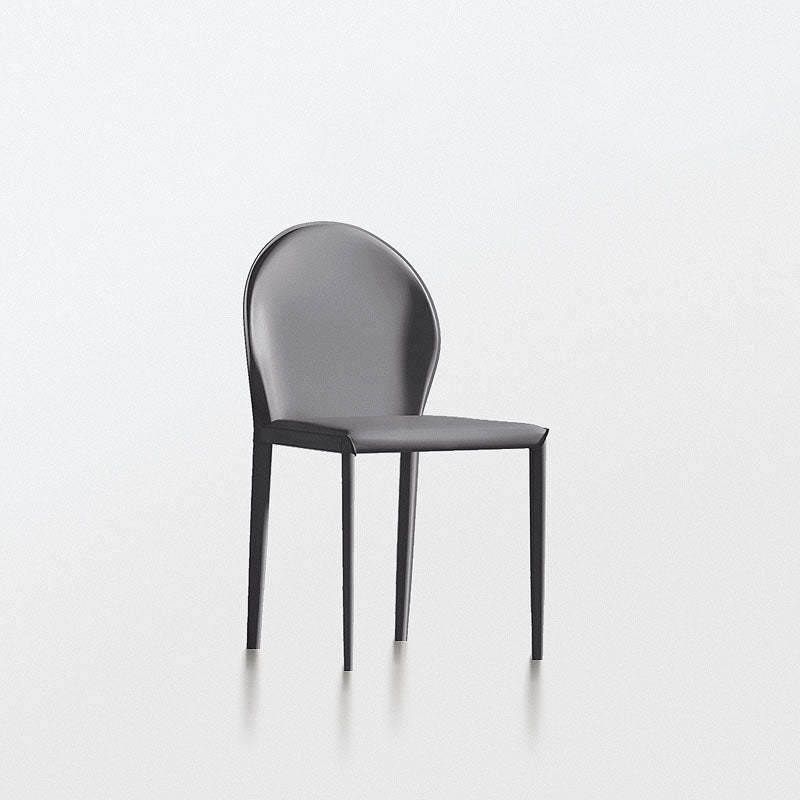 Minimalist Half Oval Leather Metal Dining Chair
