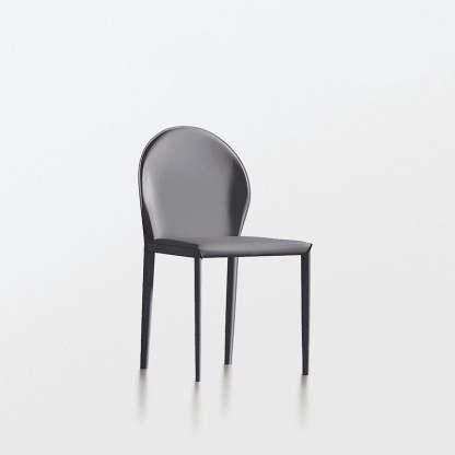 Minimalist Half Oval Leather Metal Dining Chair