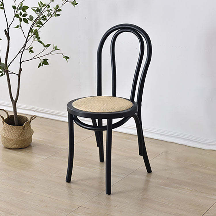 Retro Rattan Beech Metal Arched Dining Chair