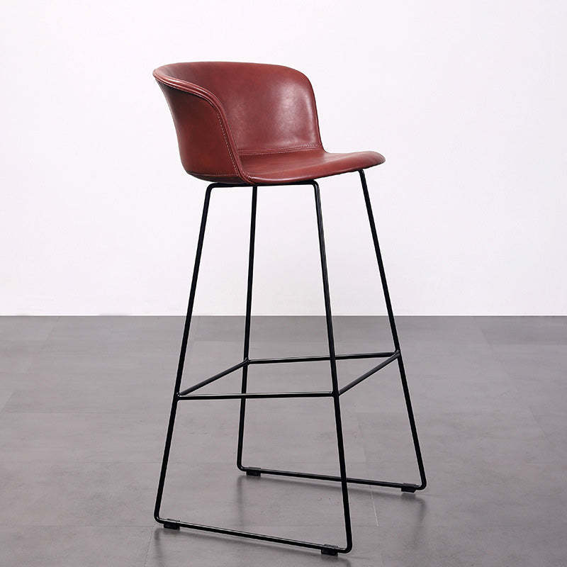Retro Leather Stainless Steel Bar Stool — Green