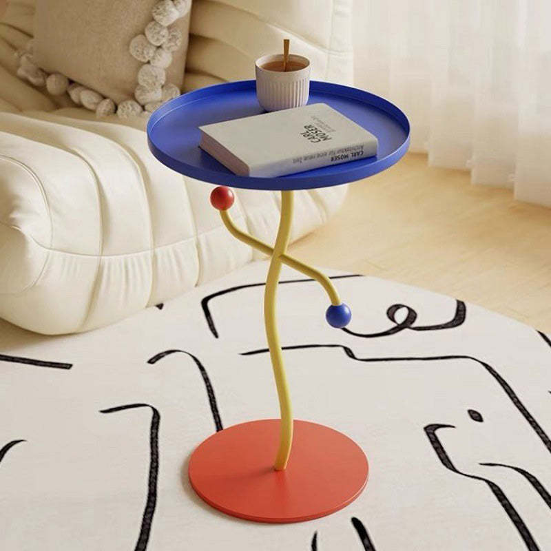 Contemporary Color-Block Iron Tray End Table — Colorful