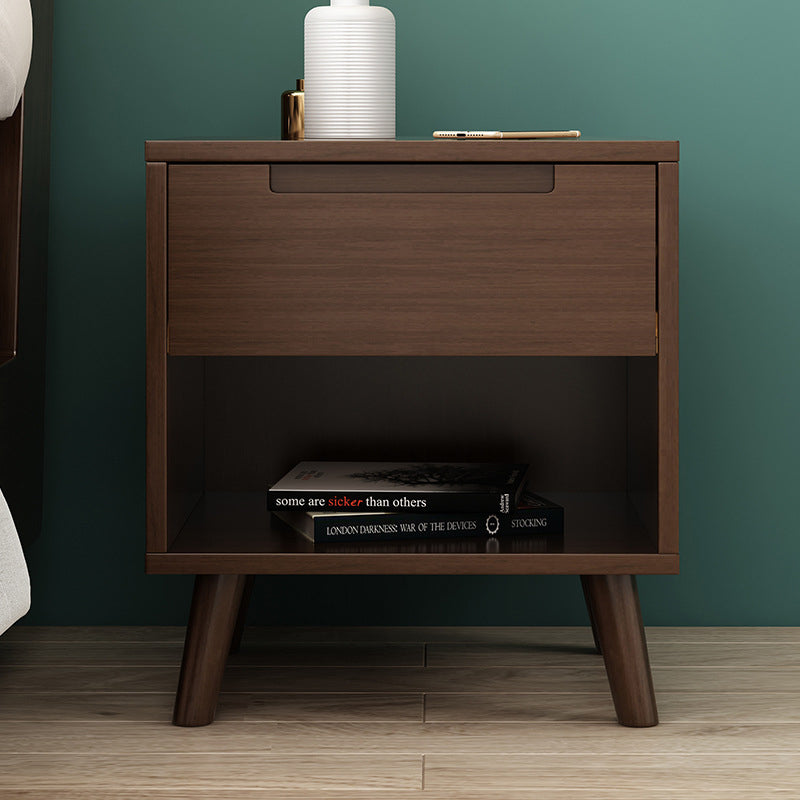 Nordic Wood 1/2-Drawer Nightstand — 1 / Walnut