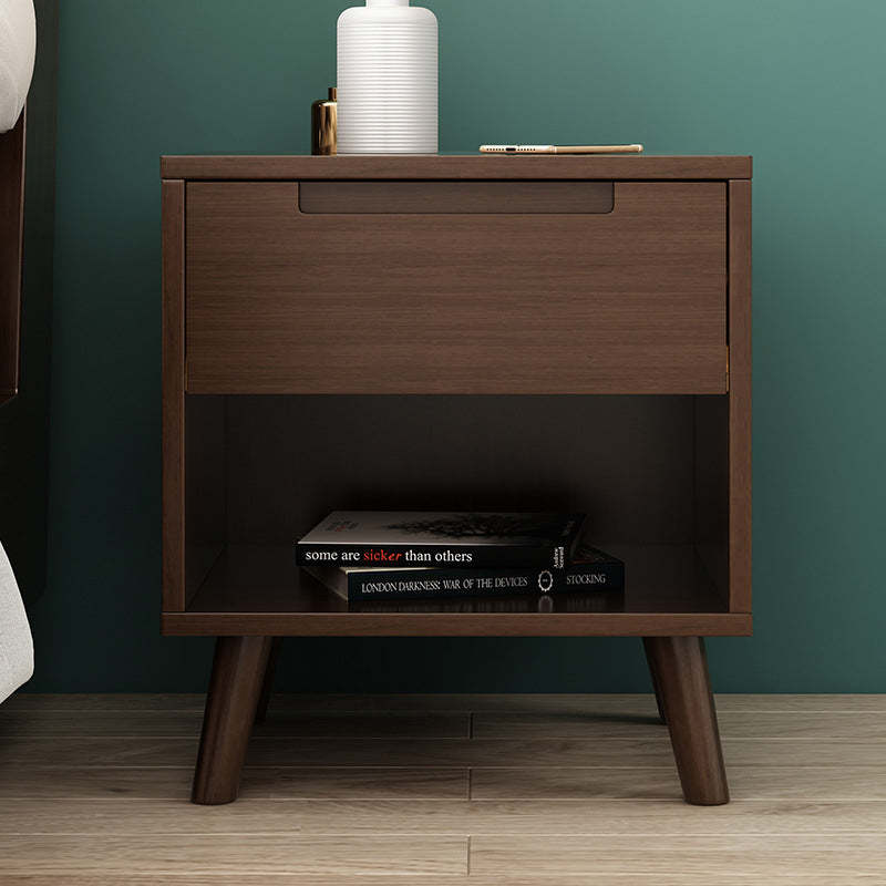 Nordic Wood 1/2-Drawer Nightstand — 1 / Walnut