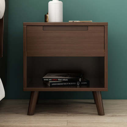 Nordic Wood 1/2-Drawer Nightstand — 1 / Walnut