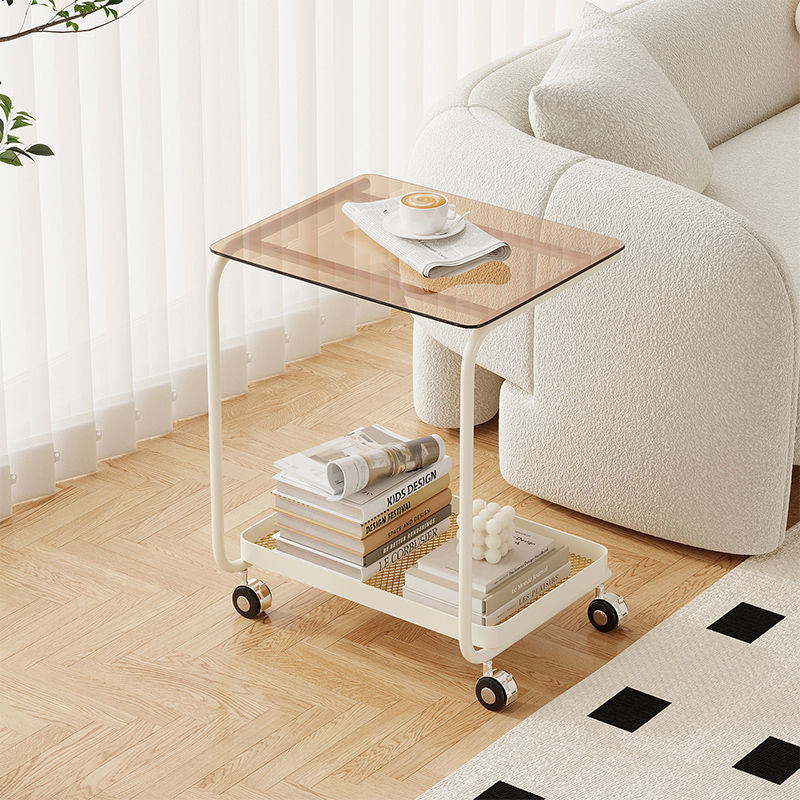 Scandinavian C-Shaped Glass Top End Table