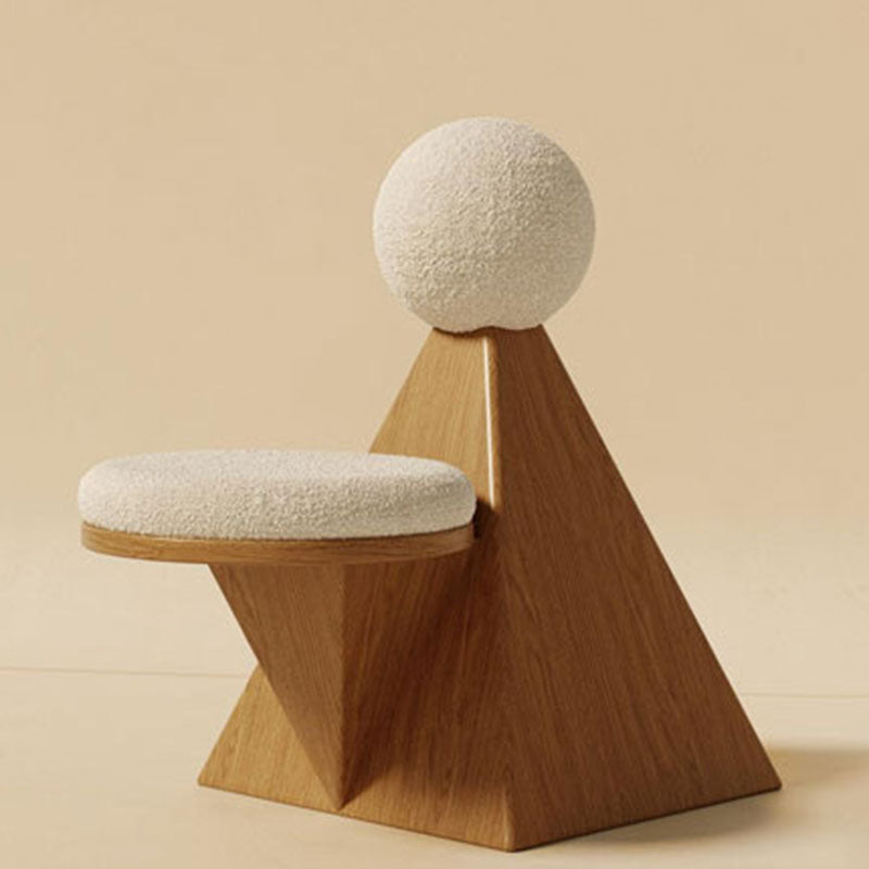 Contemporary Ash Wood Lambswool Lounge Chair