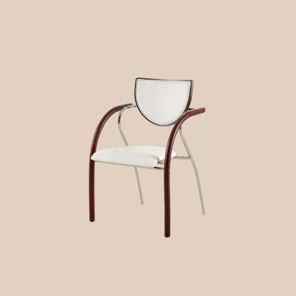 Nordic Microfiber Leather Wood Semicircular Dining Chair