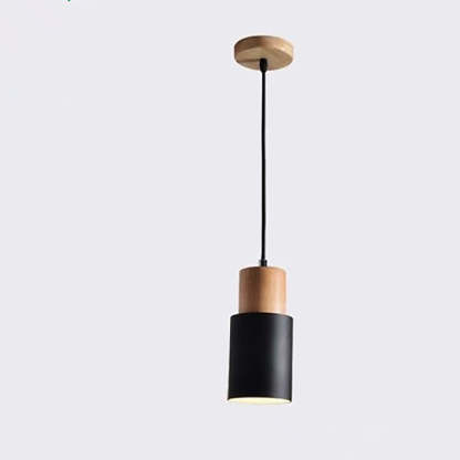 Nordic Cylinder Wood Pendant Light — Gray / 110V-120V For US/CA