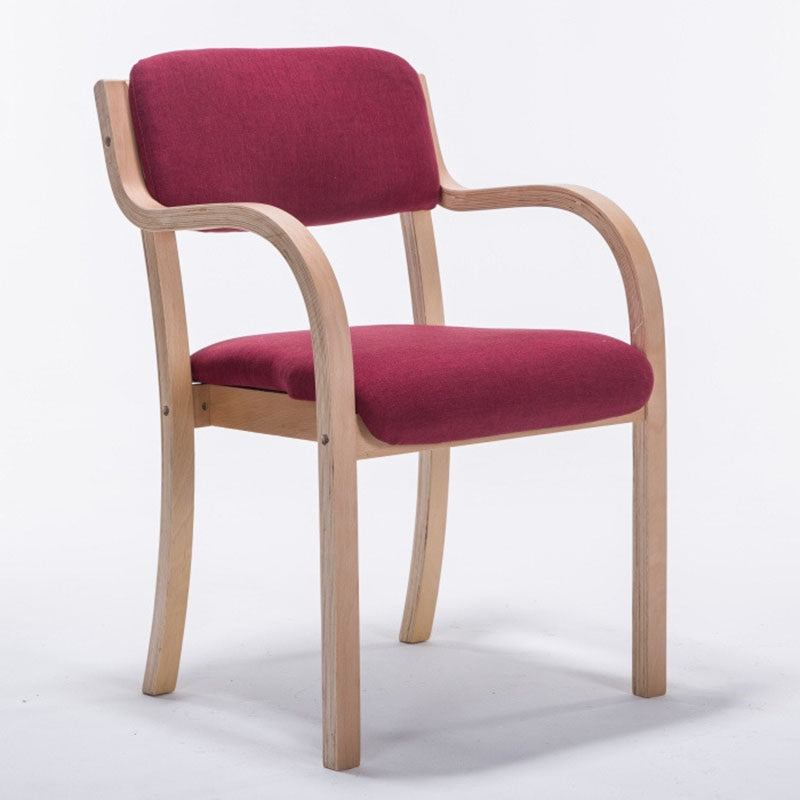 Nordic Wood Fabric Leather Velvet Dining Chair — Brown