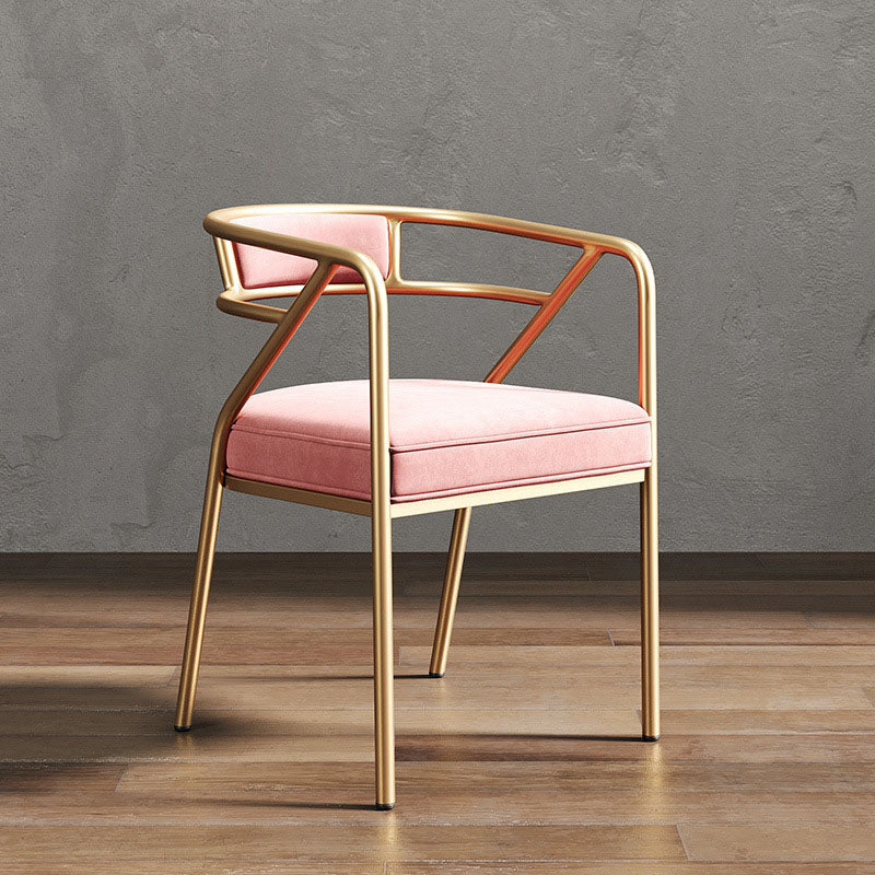 Modern Ring Leather Linen Alloy Dining Chair — Beige Velvet