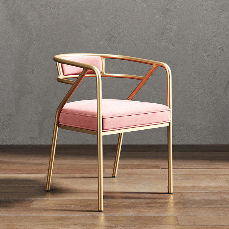 Lighom ring alloy velvet dining chairs & benches for dining room — Pink