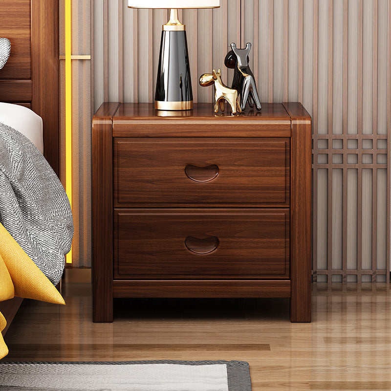 Vintage Rectangular Wood 2-Drawer End Table — Walnut