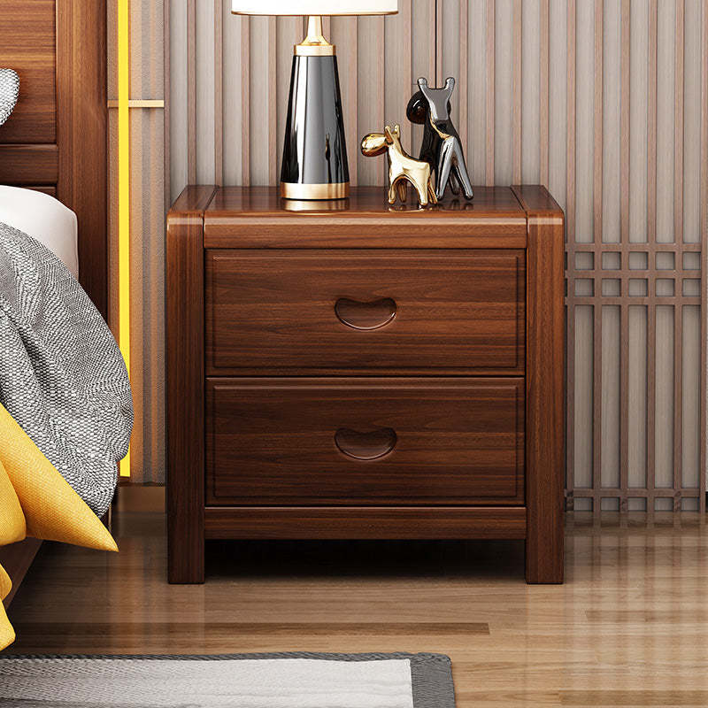 Vintage Rectangular Wood 2-Drawer End Table — Walnut