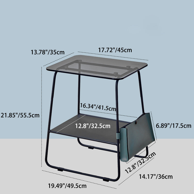 Minimalist Glass Iron 2-Tier Coffee Table