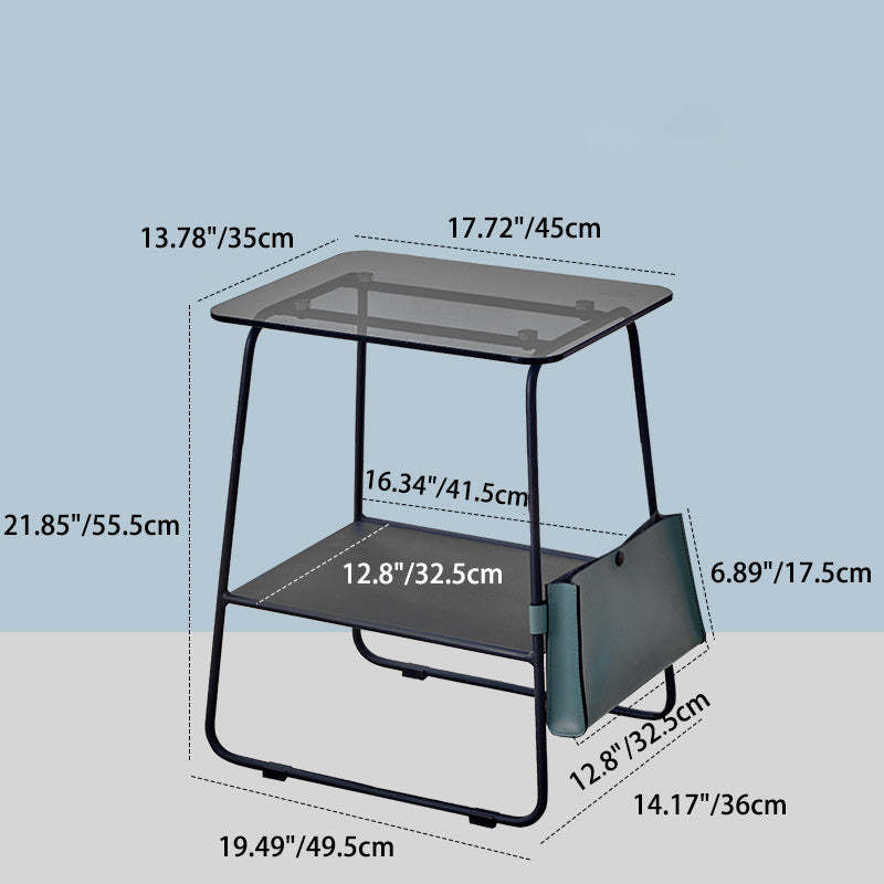 Minimalist Glass Iron 2-Tier Coffee Table