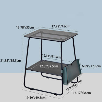 Minimalist Glass Iron 2-Tier Coffee Table