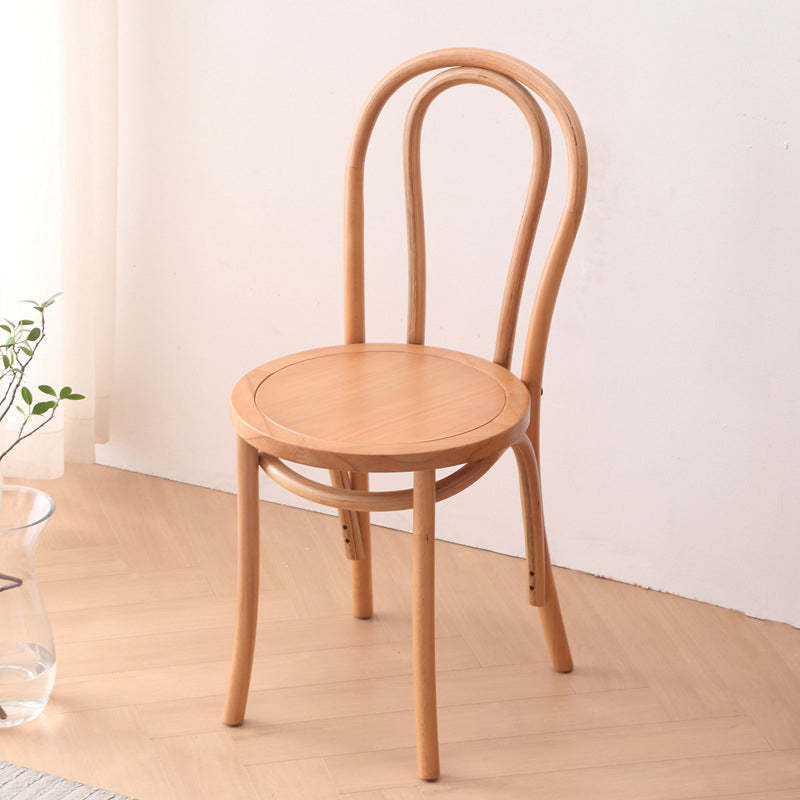 Retro Rattan Beech Metal Arched Dining Chair