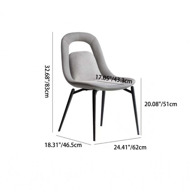 Scandinavian Curved Leather Tapered Leg Dining Chair