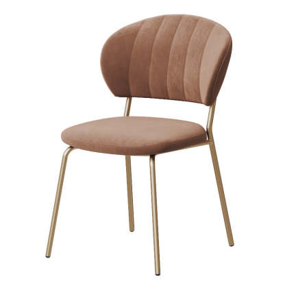 Nordic Round Upholstered Dining Chair — Flannel Dark Green Seat + Gold Legs