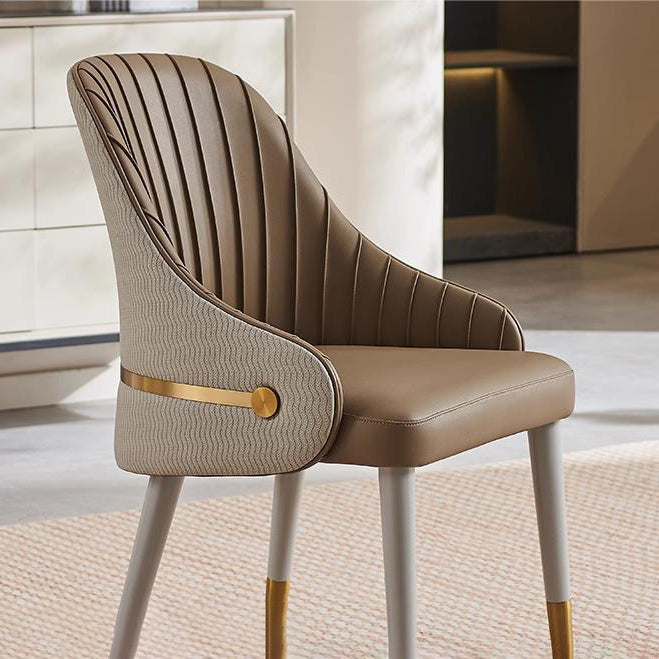 Minimalist Pleated Leather Metal Dining Chair
