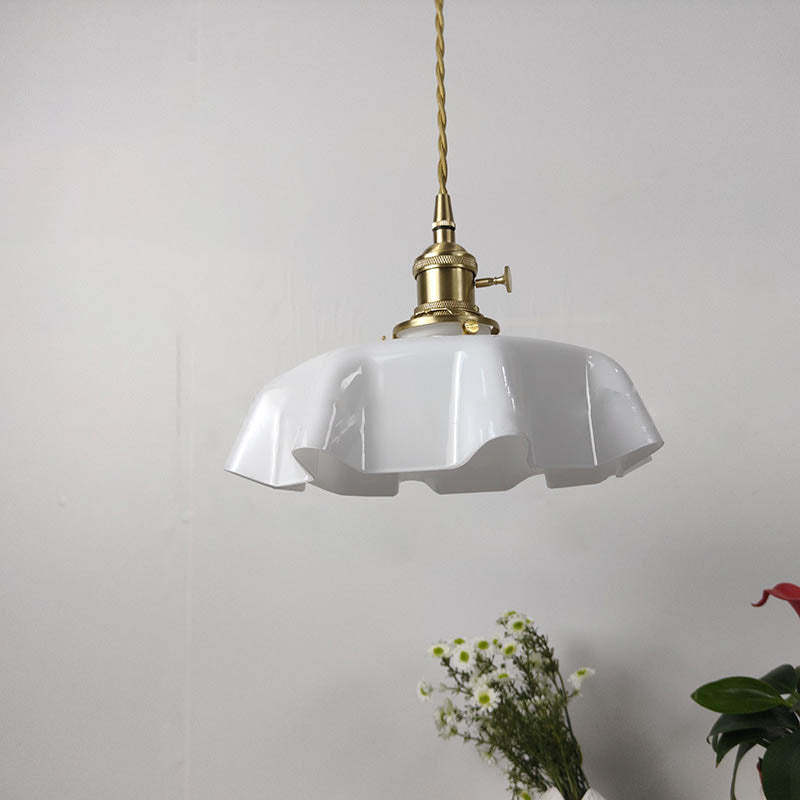 Japanese Cream Petal Glass Pendant Light