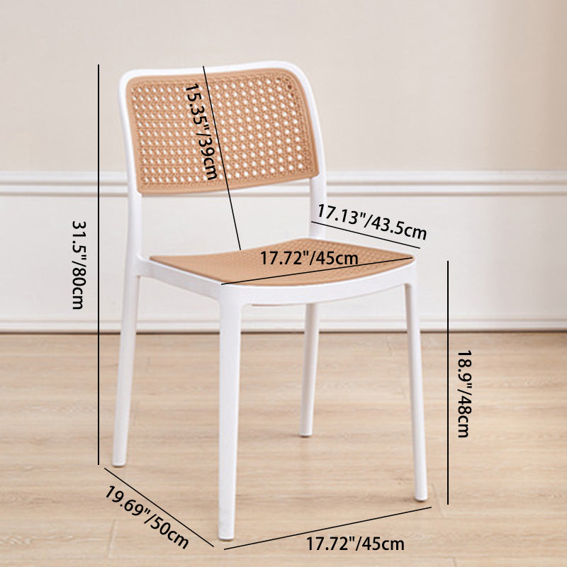 Rattan-Look Plastic Stackable Dining Armchair — Armrest / Black