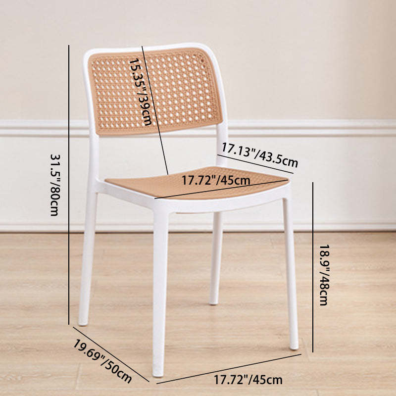 Rattan-Look Plastic Stackable Dining Armchair — Armrest / Black