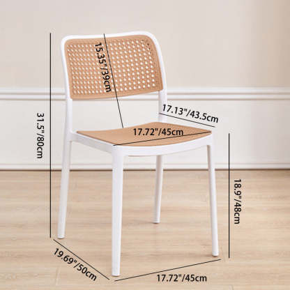Rattan-Look Plastic Stackable Dining Armchair — Armrest / Black