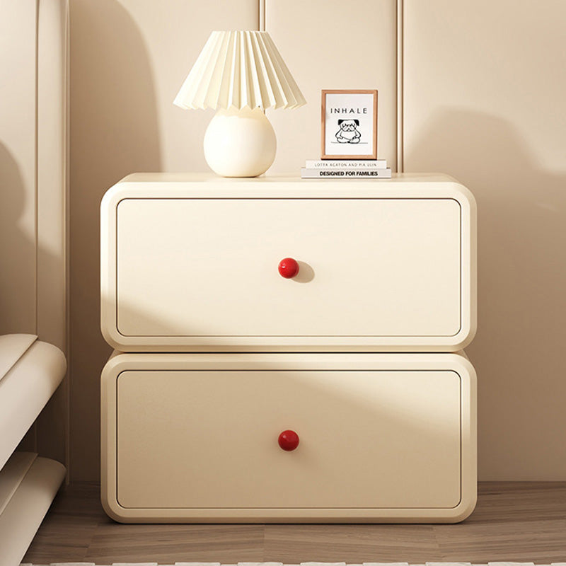 Minimalist Ceramic Cat Scratch Nightstand 2-Drawer — Cream White
