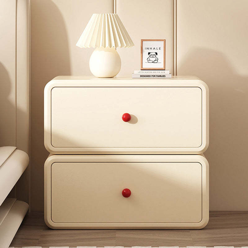 Minimalist Ceramic Cat Scratch Nightstand 2-Drawer — Cream White
