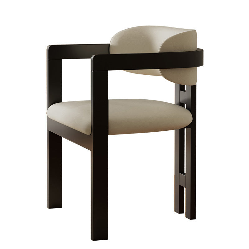 Minimalist Leather Ash Wood Dining Armchair