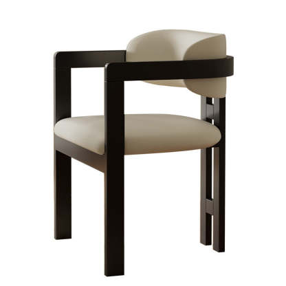 Minimalist Leather Ash Wood Dining Armchair