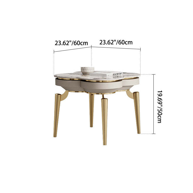 Modern Clover Slate Steel 4-Leg Side Table — Gold / Clover
