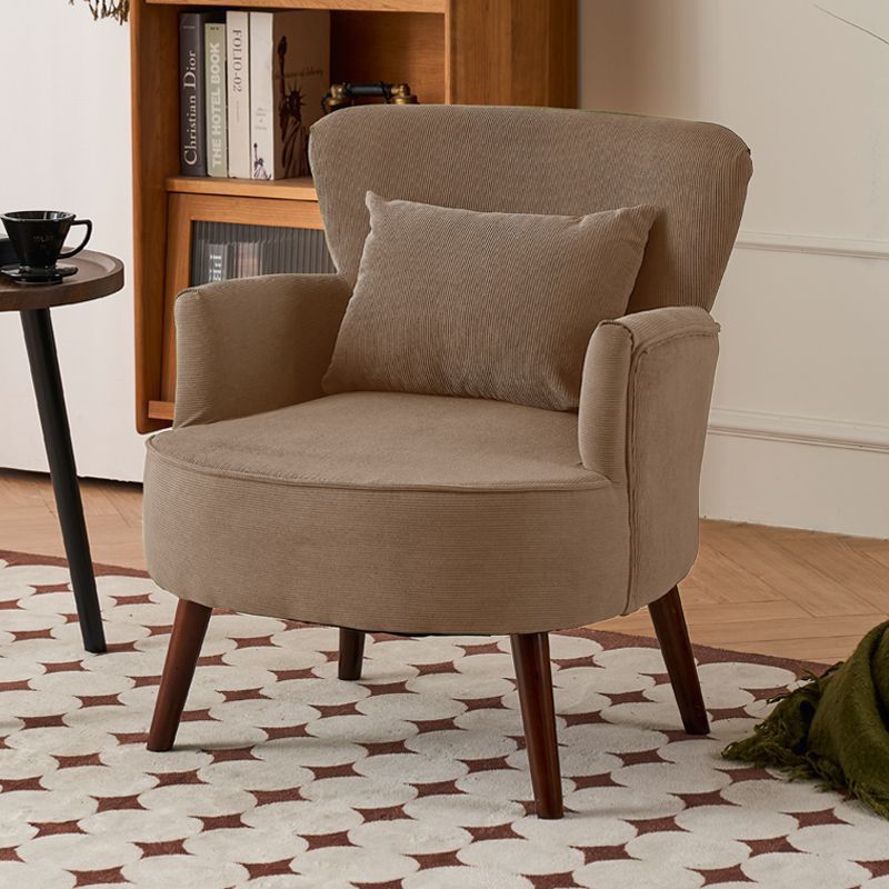 Minimalist Trapezoidal Velvet Wood Accent Chair — Yellow