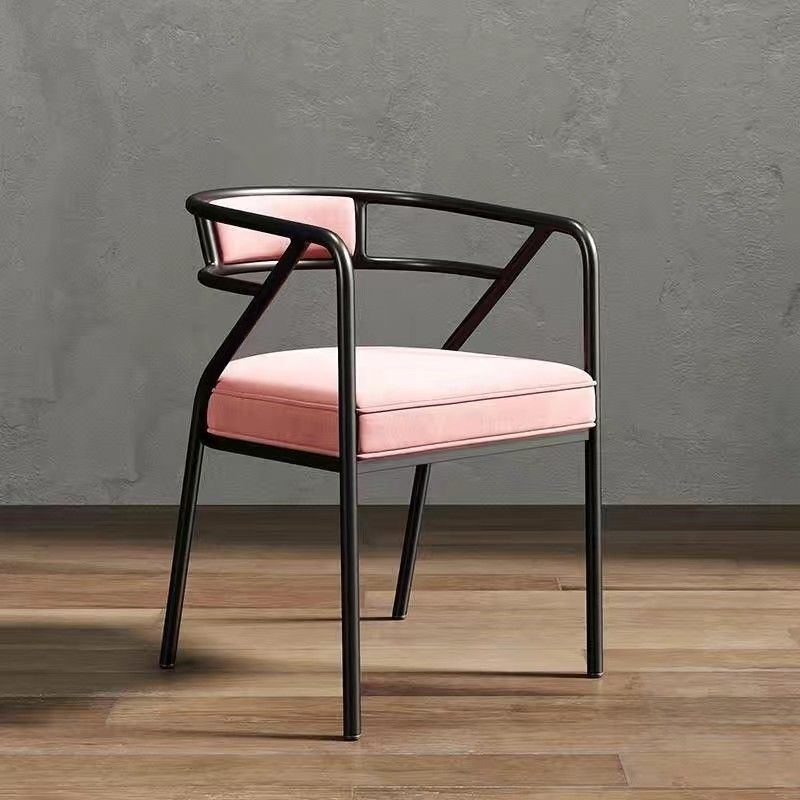 Industrial Suede Leather Curved Dining Chair