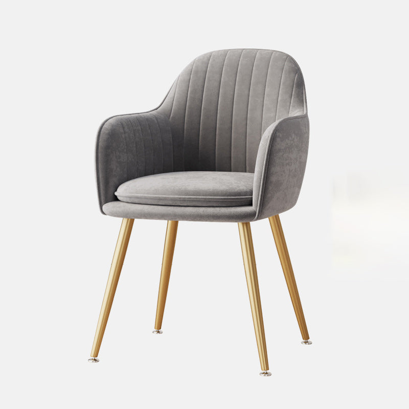Nordic Striped Velvet Steel Dining Chair