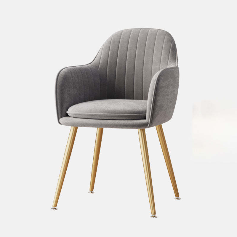 Nordic Striped Velvet Steel Dining Chair