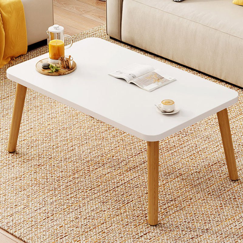 Minimalist Rectangular Solid Wood Coffee Table — White