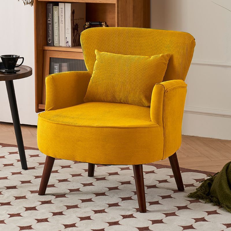 Minimalist Trapezoidal Velvet Wood Accent Chair