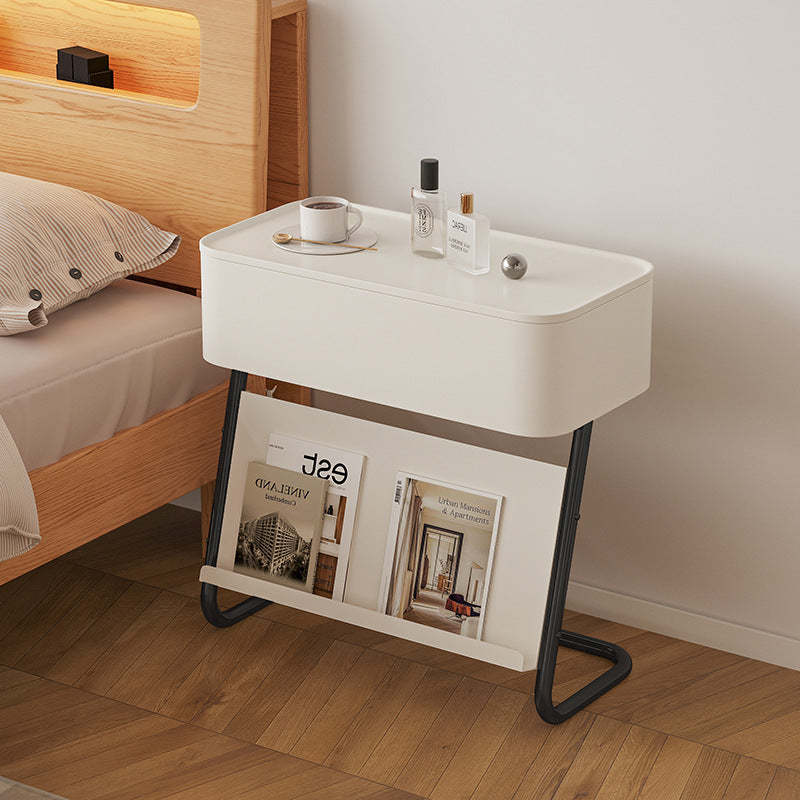 Minimalist Stainless Steel Swivel Nightstand 1-Cabinet