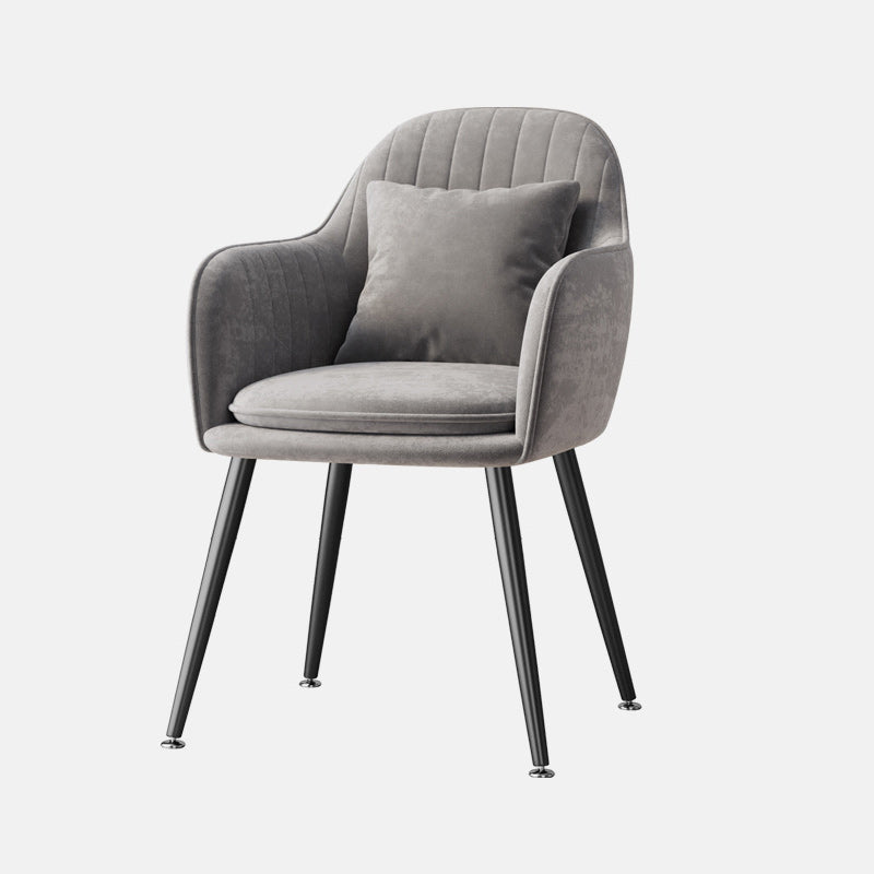 Nordic Striped Velvet Steel Dining Chair