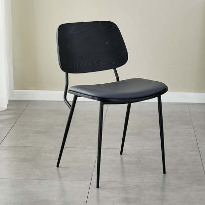 Scandinavian Leather Metal Dining Chair