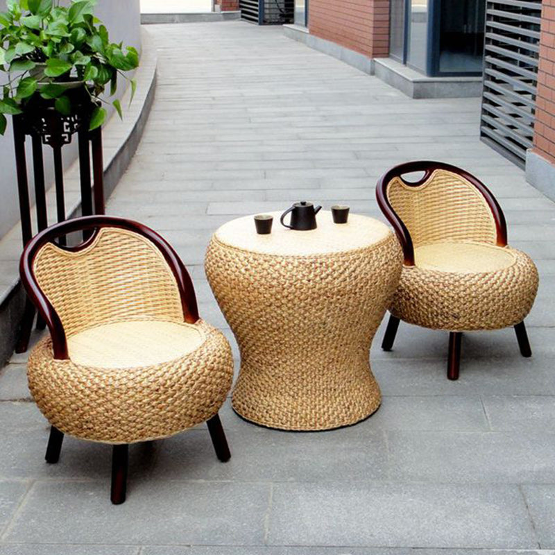 Vintage Orb Curved Bamboo Rattan Chair — Original Color