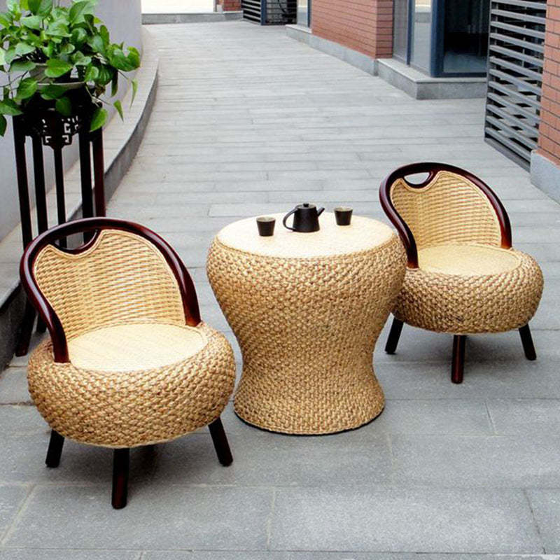Vintage Orb Curved Bamboo Rattan Chair — Original Color