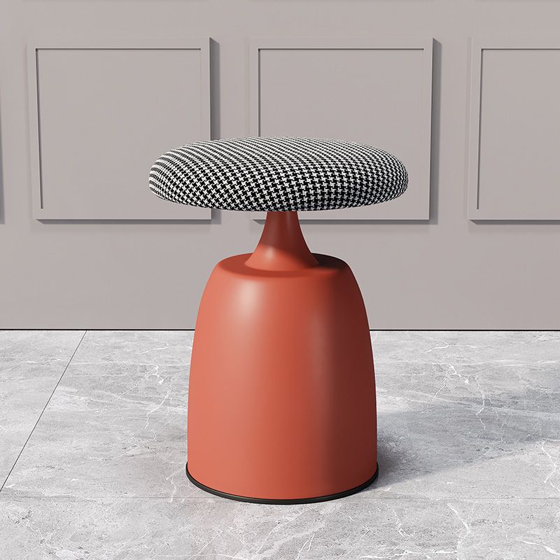 Minimalist Cylinder Fabric Metal Vanity Stool — Pink + Black Base