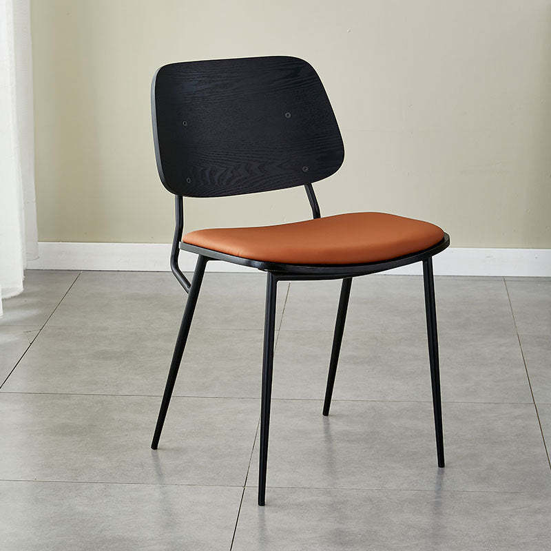 Scandinavian Leather Metal Dining Chair