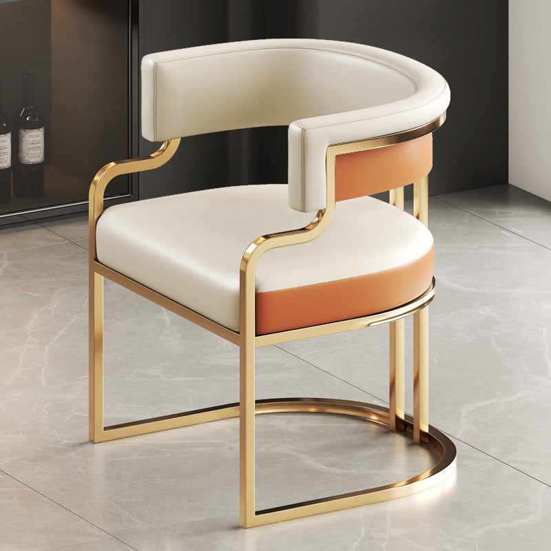 U-Shape Metal Leather Dining Armchair