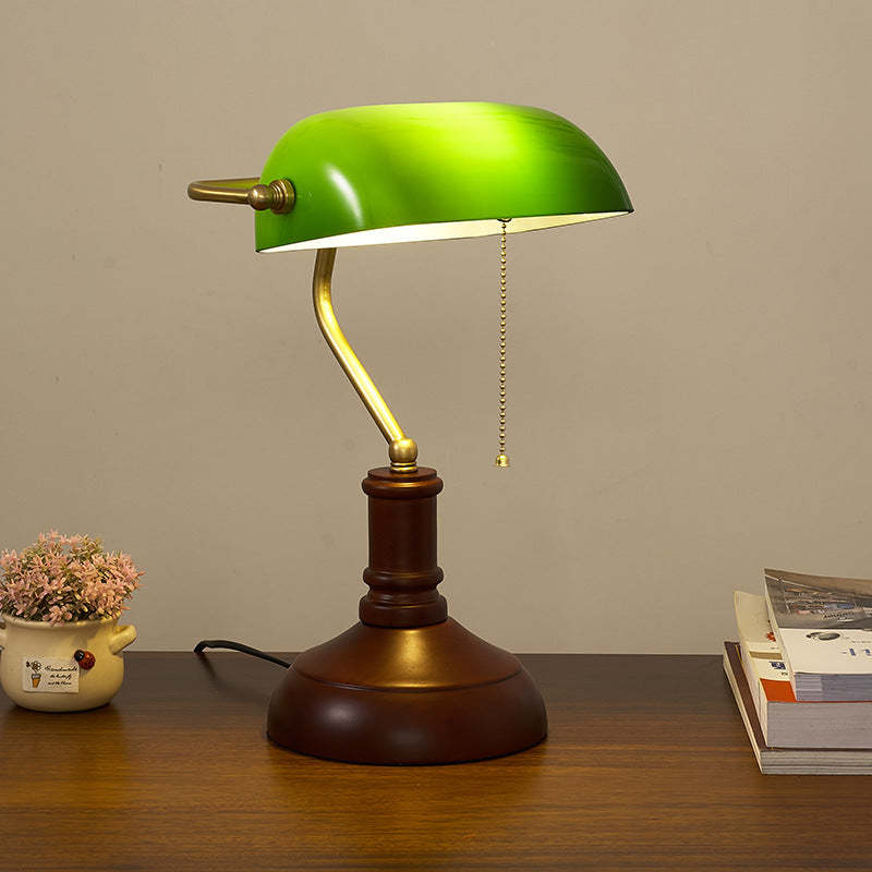 Vintage Solid Wood Glass Bank Zipper Lamp — B -Solid Wood + Yellow Marble Shade / 220V-240V For UK/AU