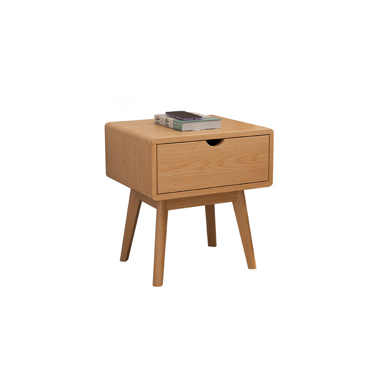 Modern Cubic Rubber Wood 1/2-Drawer Nightstand
